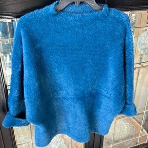 Blue furry sweater dolman sleeves size s